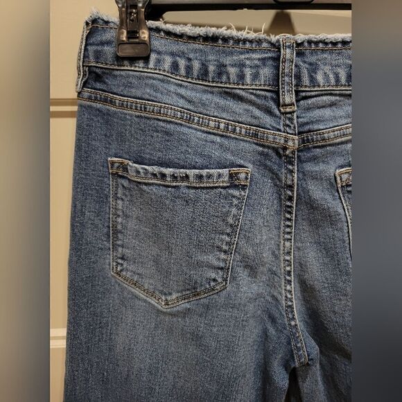 Kancan High Rise Distressed Straight Leg Jeans Raw Hem Waist Frayed - Picture 4 of 14